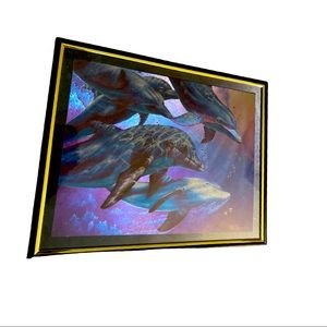 Dolphin holographic art in frame